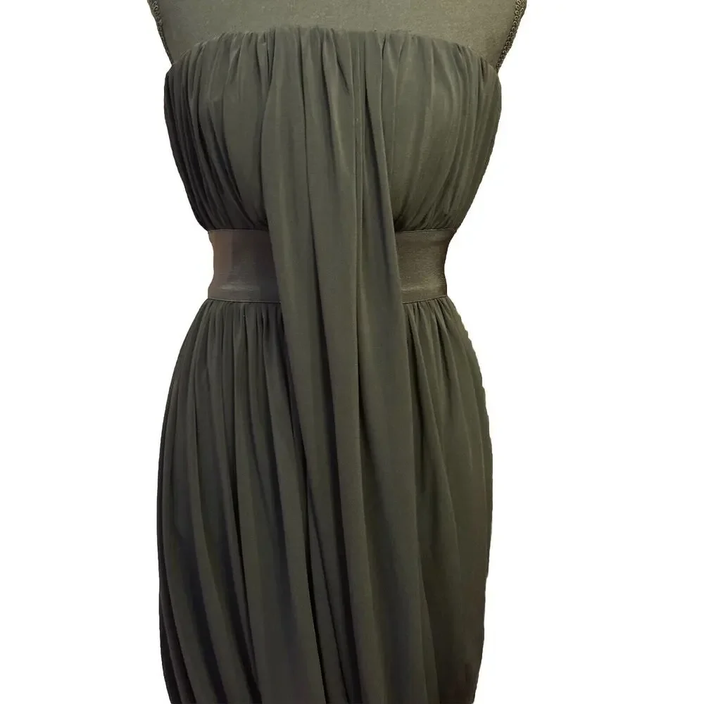 All Saints Dress 4 LBD Little Black Statement Dress Balloon Skirt Drape Front - Picture 2 of 7